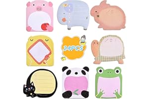 24pcs Cute Animal Sticky Notes - Kawaii Party Bag Fillers, Adorable Panda, Frog, Lion & More Designs, Perfect for Party Favor