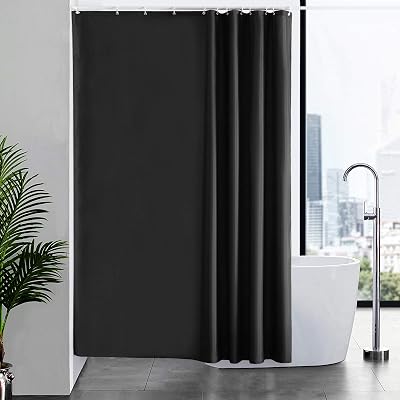 Furlinic Shower Curtain Mould Proof Waterproof Polyester 72x78 Inch Black