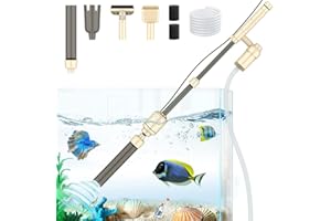 bedee Fish Tank Vacuum Gravel Cleaner, 6 in 1 Automatic Aquarium Vacuum Cleaner Kit for Water Changing & Wash Sand with Adjustable Water Flow, DC 12V, 18