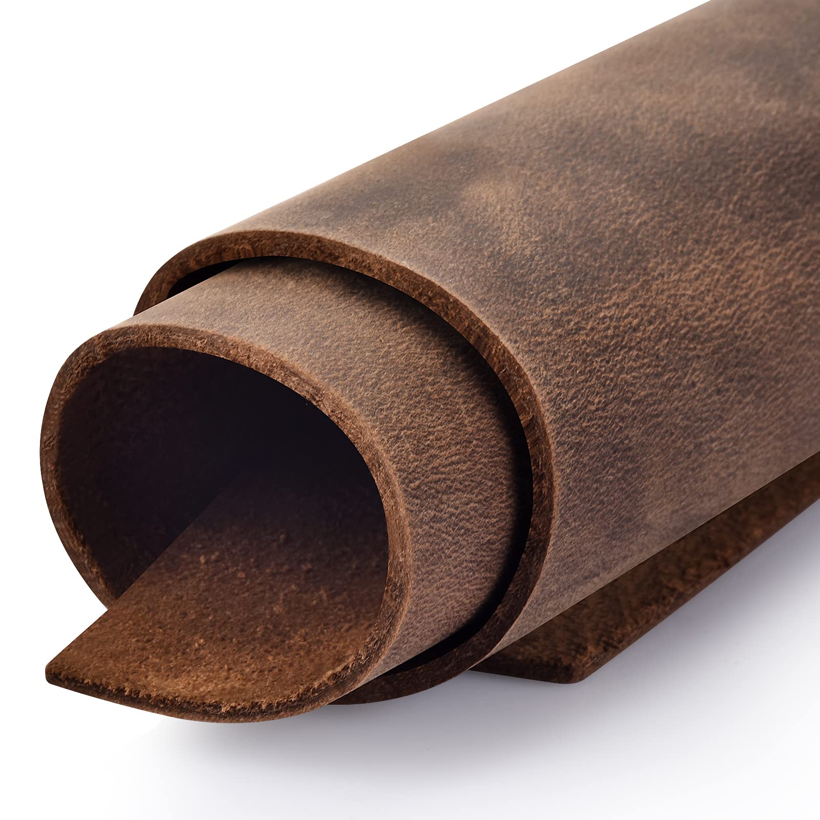 Genuine Leather Tooling Sheets 1.8-2.0MM Thick Genuine Top Full Grain Oil Tan Crazy Horse Cowhide Leather Sheets for Crafts Tooling Sewing Wallet Earring Hobby (Black Brown, 8