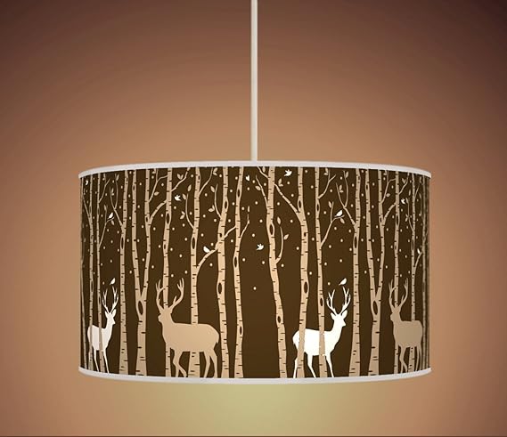 50cm 20 Trees Stag Deer Brown Beige Latte Retro Handmade Giclee