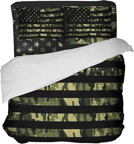 Amazon Com Love Home Day Camouflage American Flag Bedding Sets Queen Ultra Soft 4 Pieces Duvet Cover Set With Decorative 2 Pillow Shams Bedspread Bed Sheets Patriotic Stars And Stripes Home Kitchen