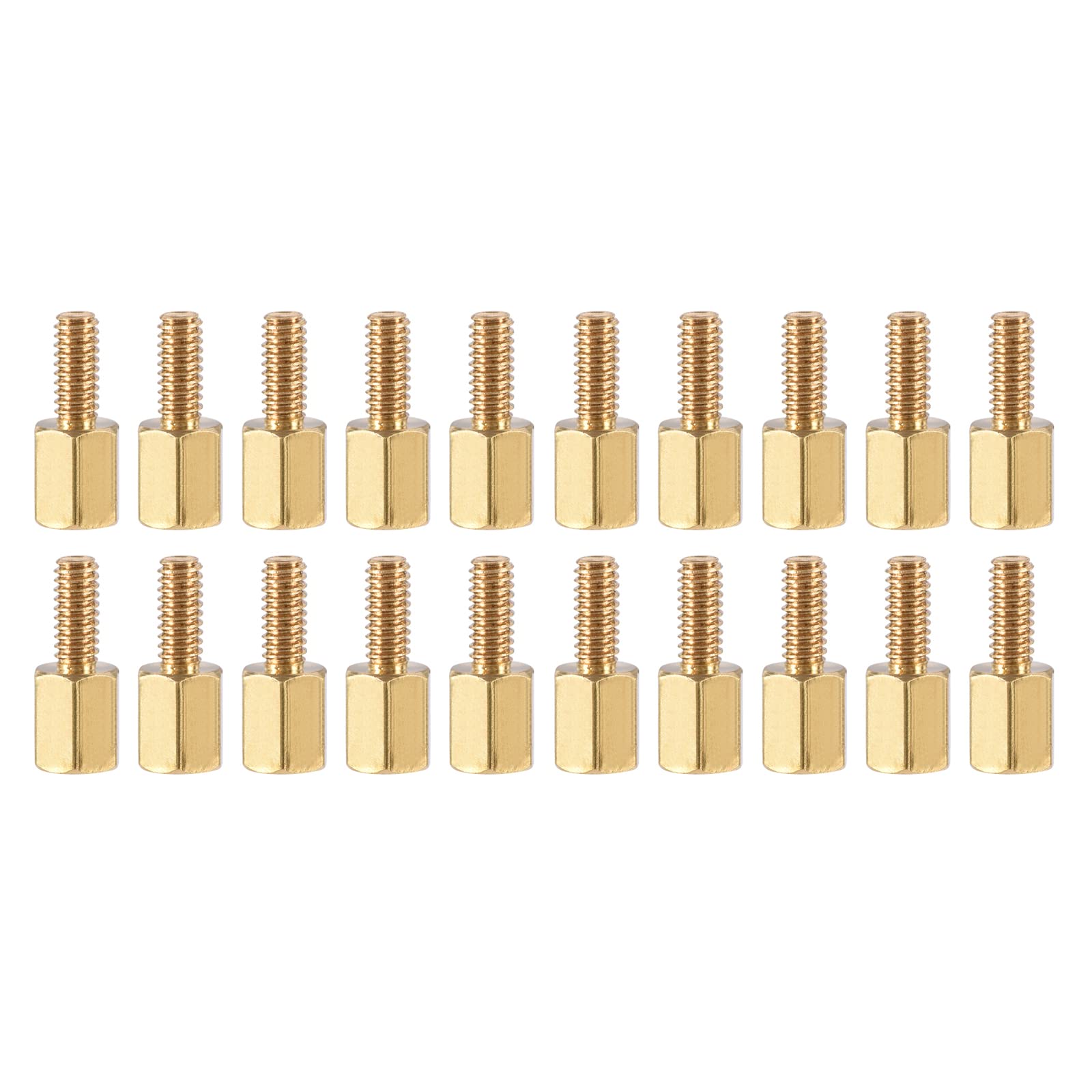 YOKIVE 20 Pcs M2.5 Standoff Screws, Brass Hex PCB Standoffs, Keep Height Consistent, Great for Motherboard (Gold Tone, 6mm+6mm)