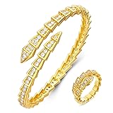 TJOJOYFUL Gold Snake Bracelet & Snake Ring for