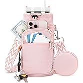 YIQUN Water Bottle Carrier Bag with Strap, Sling Bag for Walking, Hiking, Cycling, Black, 40 Ounces