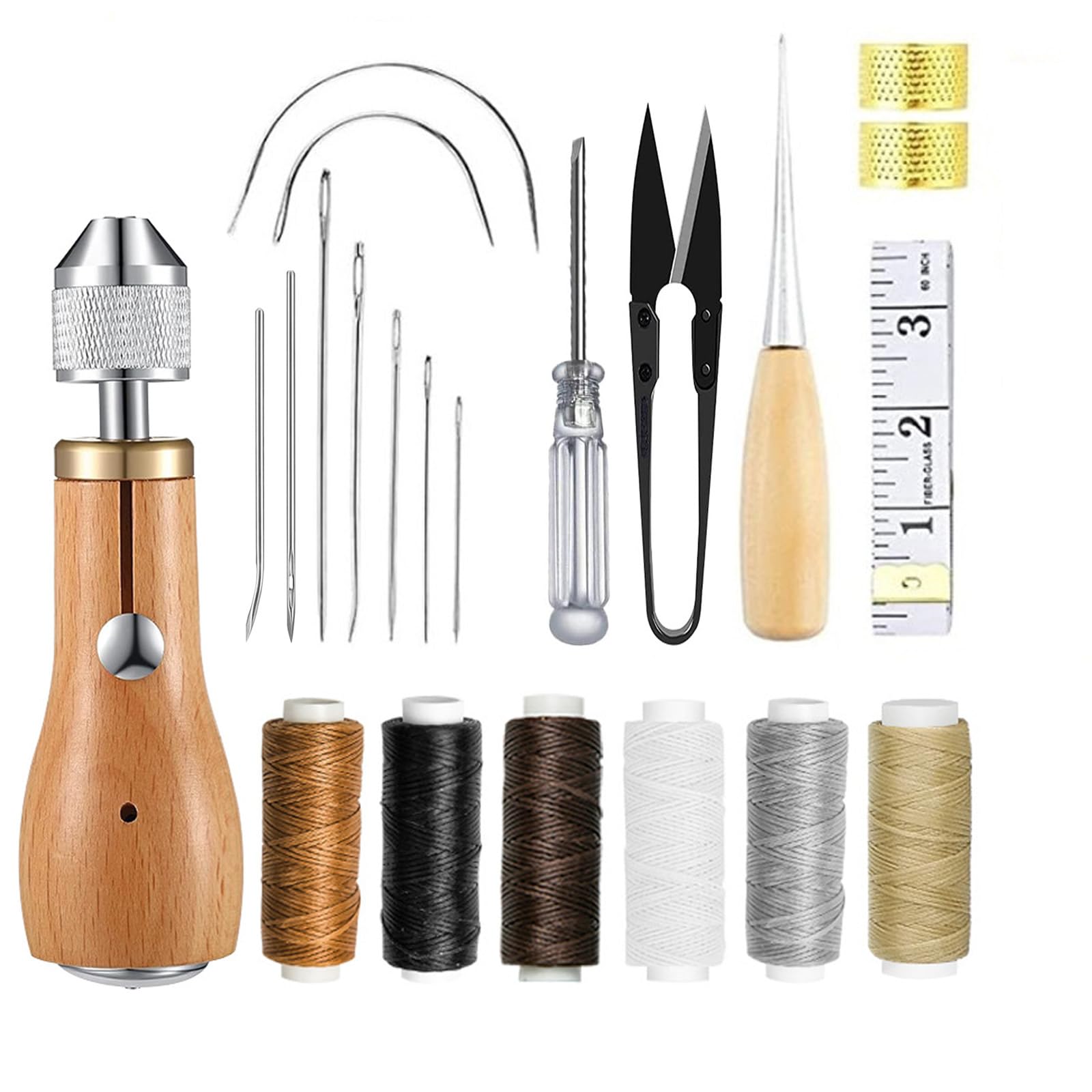 weyheng Leather Sewing Awl Kit,Stitching Awl Set Including Needles,Awl ...