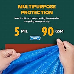 Large Waterproof Tarp - Heavy Duty 5 Mil Thick Poly