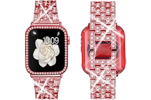 Supoix Compatible with Apple Watch Band 38mm 40mm 41mm 42mm 44mm 45mm+ Case, Women Jewelry Bling Diamond Rhinestone Replaceme