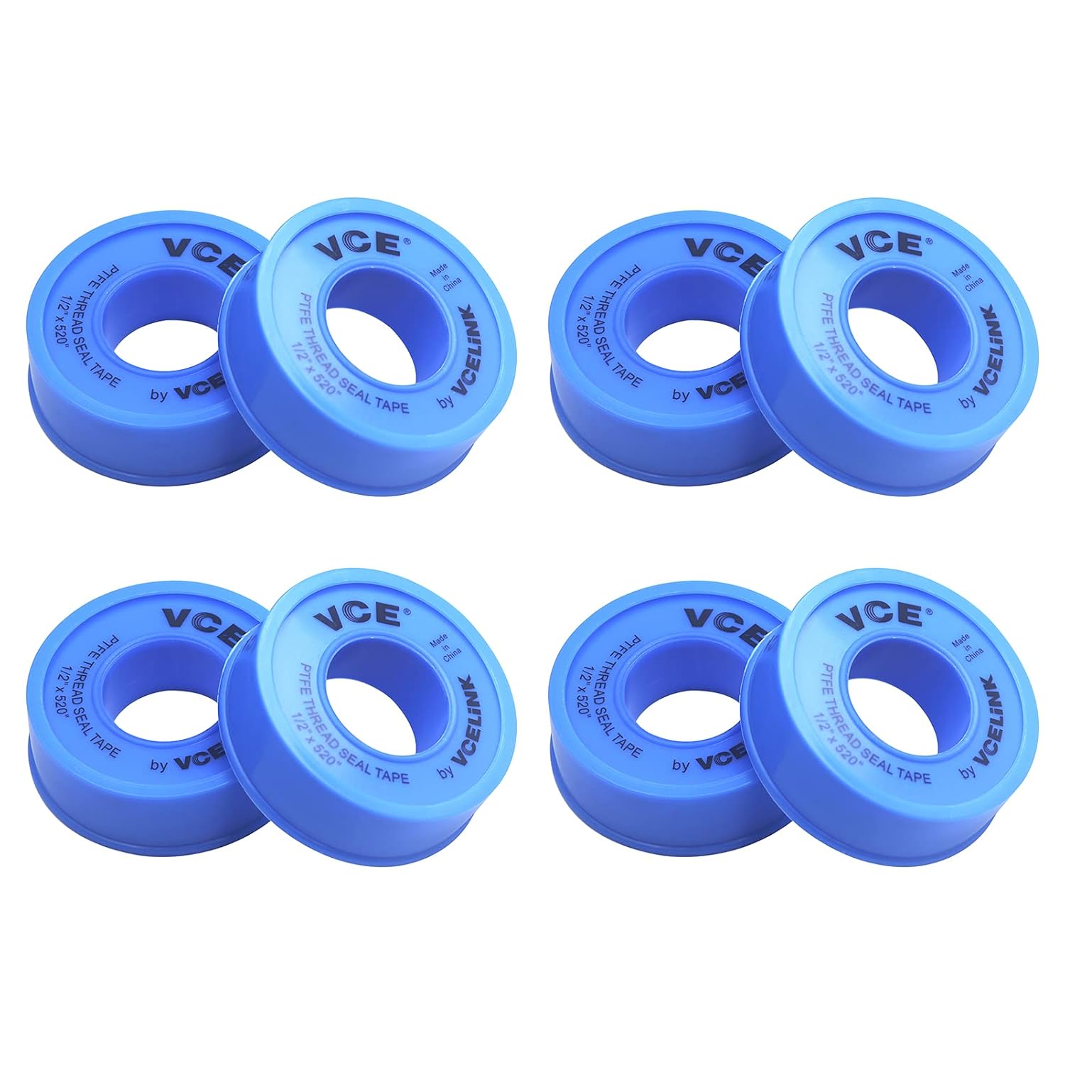 VCELINK PTFE Industrial Sealant Tape Water Plumbers Tape, 520" Length, 1/2" Width, Blue (8 Rolls): Industrial & Scientific