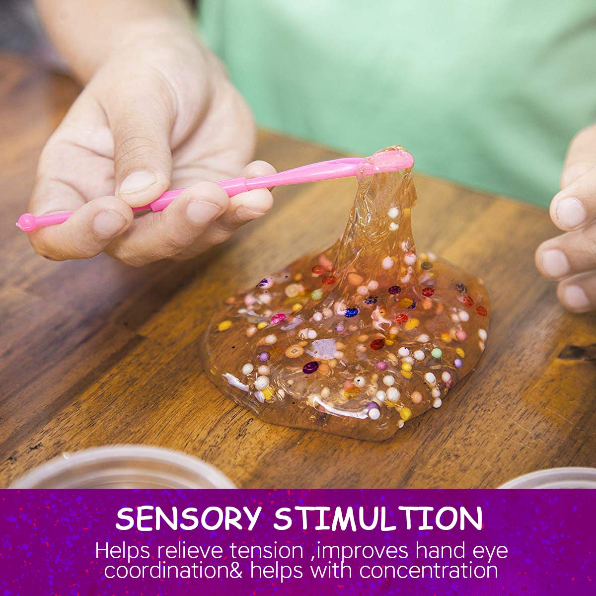 Lilizhou Clear Crystal Mud Toy Putty Making Kit for Kids and Adults, Stretchy Slime Stress Relief for girls, Super Soft and Non-Sticky, 2 Pack