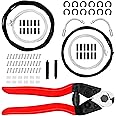 NQEUEPN 36pcs Universal Bike Cable Kit, 66.93in Steel Wire Brake & 82.68in Shift Cables With End Caps, O-Rings, Ferrules For Mountain, Road Bikes