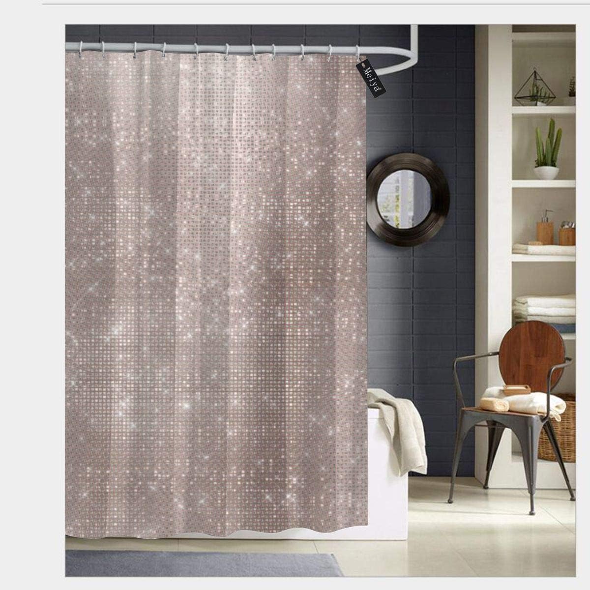Colin Design Bathroom Shower Curtain Glitter Glam Rose Gold Sparkly Girly Blush Sequin Print Decorative Bathroom Curtain With 12 Hooks 72 X72 Amazon Co Uk Kitchen Home