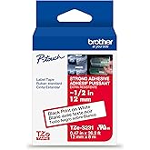 Brother Genuine P-Touch TZe Black Print on White Label Tape (TZeS231), Strong Adhesive Laminated, ~1/2in x 26.2ft (12mm x 8m), for Select P-Touch Label Makers, Water-Resistant, Extra Strength