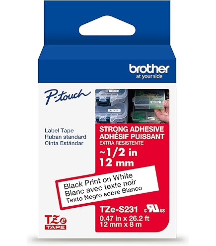 Brother Genuine TZe2212PK Label Tape 2-Pack - Black On White 9mm X 8m Laminated For P-Touch