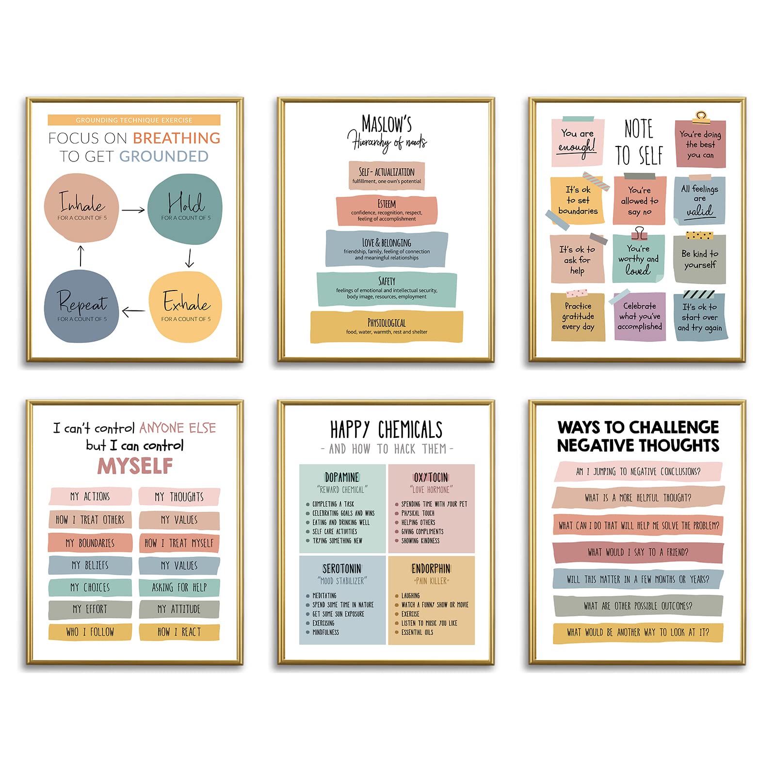 Mental Health Posters for Classroom Elementary-School Counselor Supplies Decor-Therapists Therapy Office Decor,Counseling Office Must Haves,Growth Mindset Inspirational Posters for Nursery Dorm Decor