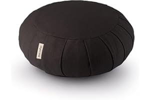 Basaho Meditation Cushion | CLASSIC Zafu Meditation Cushion with Removable Washable Cover | Certified Organic Cotton Meditation Cushions | Buckwheat Hulls Cushion Meditation Pillow