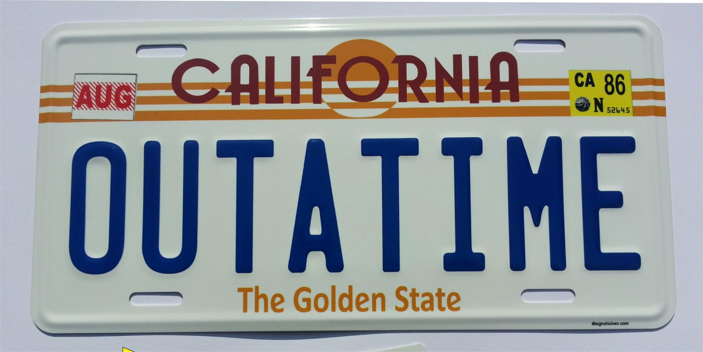 OUTATIME - Back To The Future replica license plate **EMBOSSED / STAMPED**