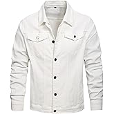 QIMYUM Jean Jacket For Men, Distressed Slim Denim Jacket