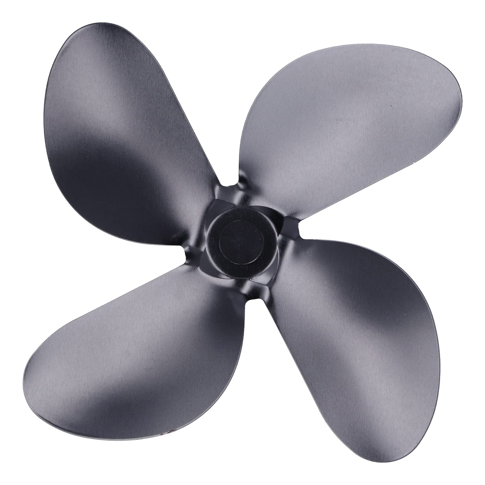 Replacement Fan Blade, Aluminum Alloy Black Blade Heat Distribution Fan Spare Parts Blade Fireplace Heat Efficient Spreading Fan for Universal Stove(4 leaves)