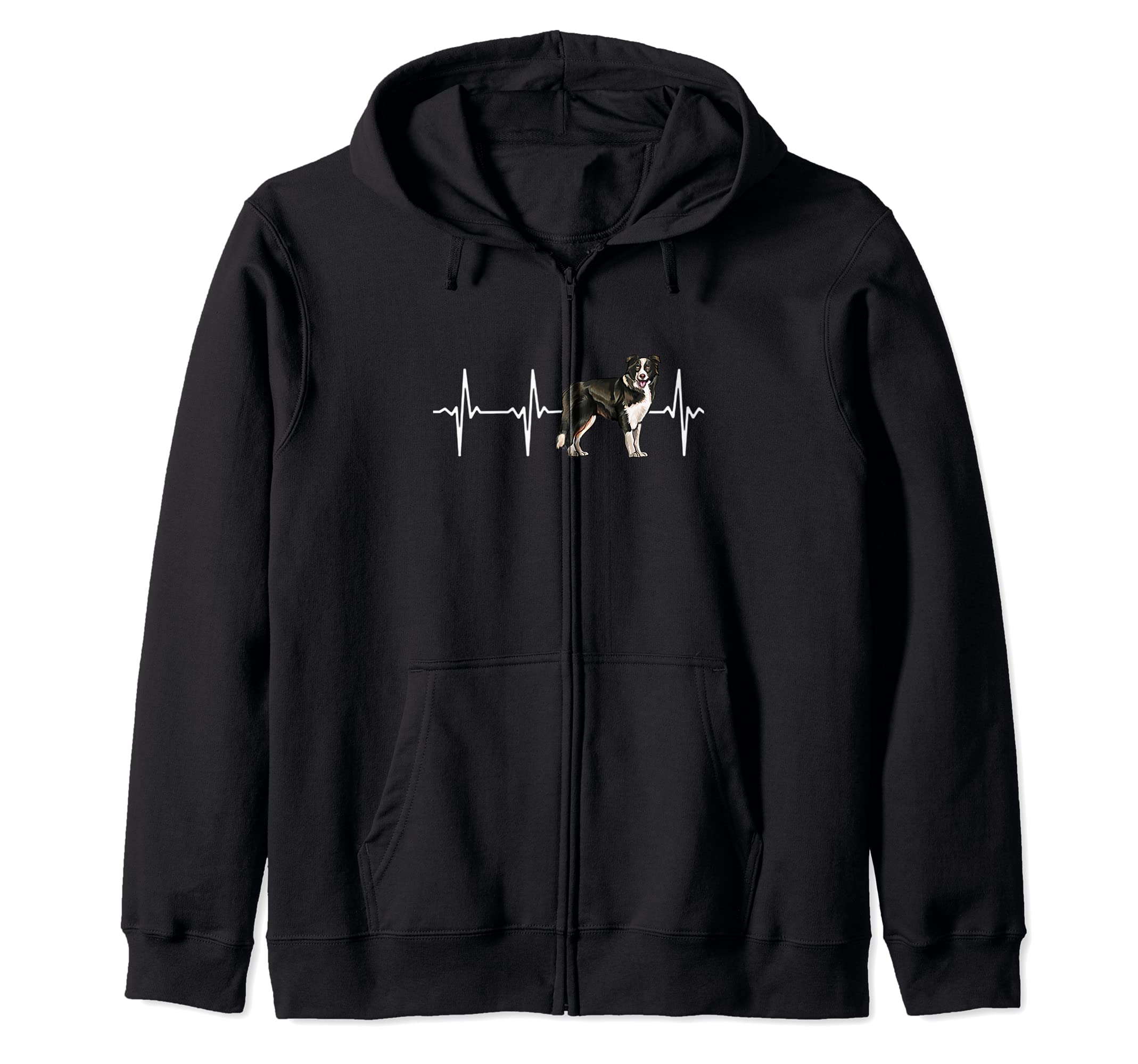Border Collie Heartbeat Love My Dog Zip Hoodie