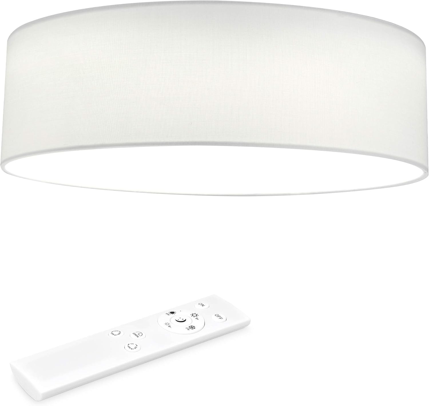 Navaris Lámpara LED de Techo Moderna - Iluminación de Interior con Pantalla para salón Dormitorio - con Mando a Distancia y Temporizador - Blanco