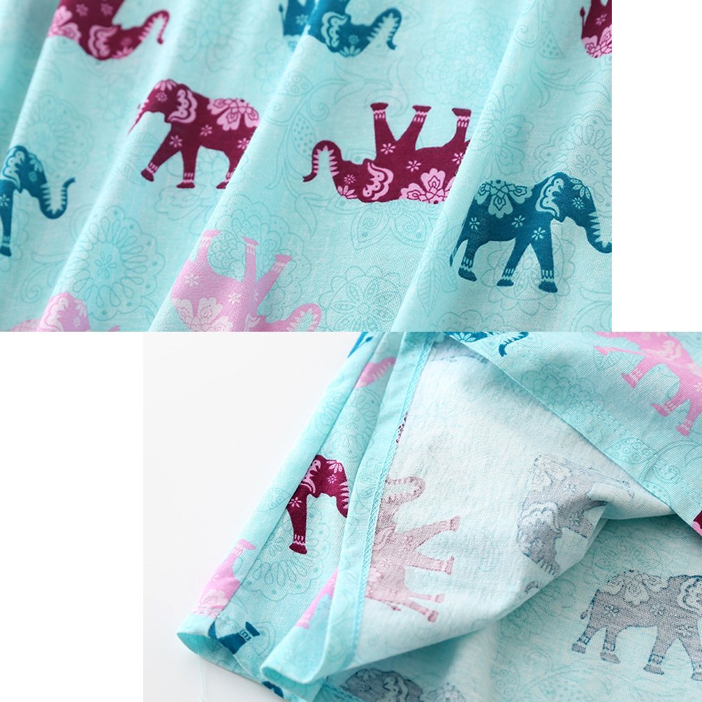ENJOYNIGHT Women\'s Sleepwear Cotton Sleep Tee Short Sleeves Print Sleepshirt (X-Large, Elephant)