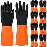 Potchen 8 Pairs Chemical Resistant Gloves Heavy Duty Industrial Rubber Gloves Waterproof Non Slip Reusable Protective Work for Household Industrial Chemical
