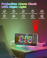 SZELAM Projection Alarm Clock 7.4 inch Mirror Display RGB Night Light USB C view 2