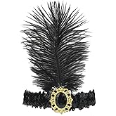 Fenisonavy Feather Headpiece Sequins Headbands 1920s Flapper Showgirl Headpieces for Women Girls Carnival Party Accessories