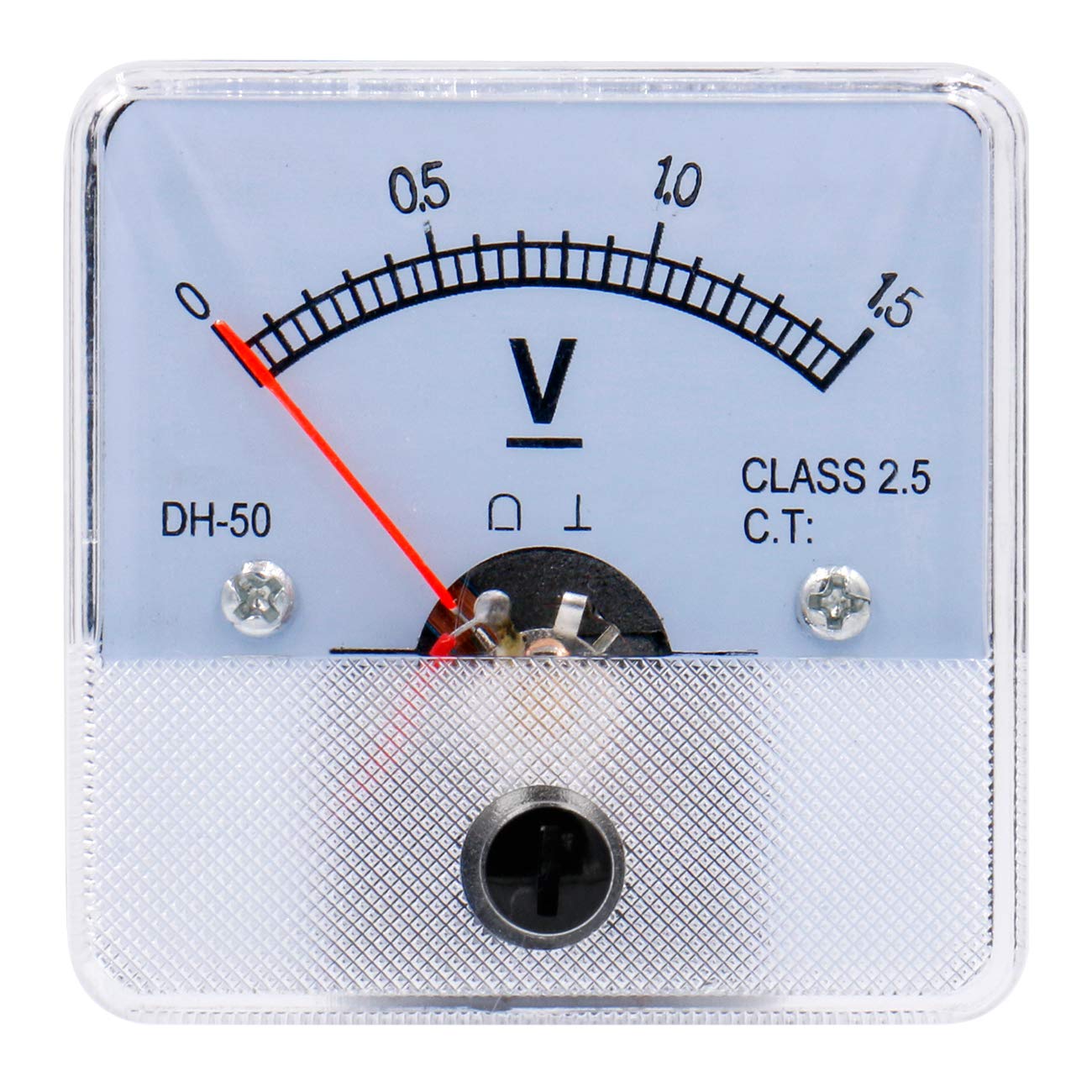 Heschen DH-50 Rectangle Panel Mounted Voltage Meter Voltmeter Tester DC 0-1.5V Class 2.5 White