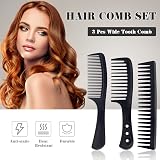 Sularpek 3 Pc Wide Tooth Carbon Fiber Hair Comb Set Anti-Static view 3