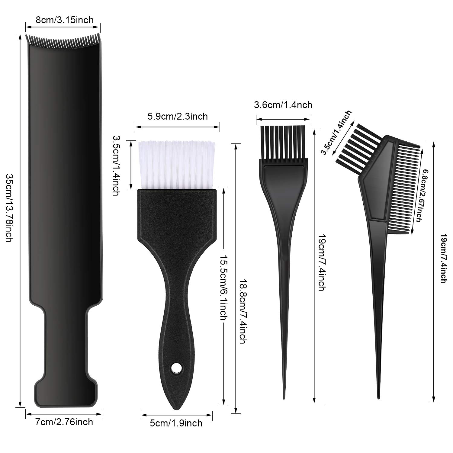 4 Pieces Hair Dye Coloring Kit, Hair Coloring Brush Hairdressing Tint Brush Comb and Highlighting Board for Home and Salon Use : Beauty