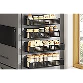 SONGMICS Strong Magnetic Spice Rack for Refrigerator, Set of 4, 2 Large and 2 Small Kichen Magnetic Shelves for Microwave, Wa