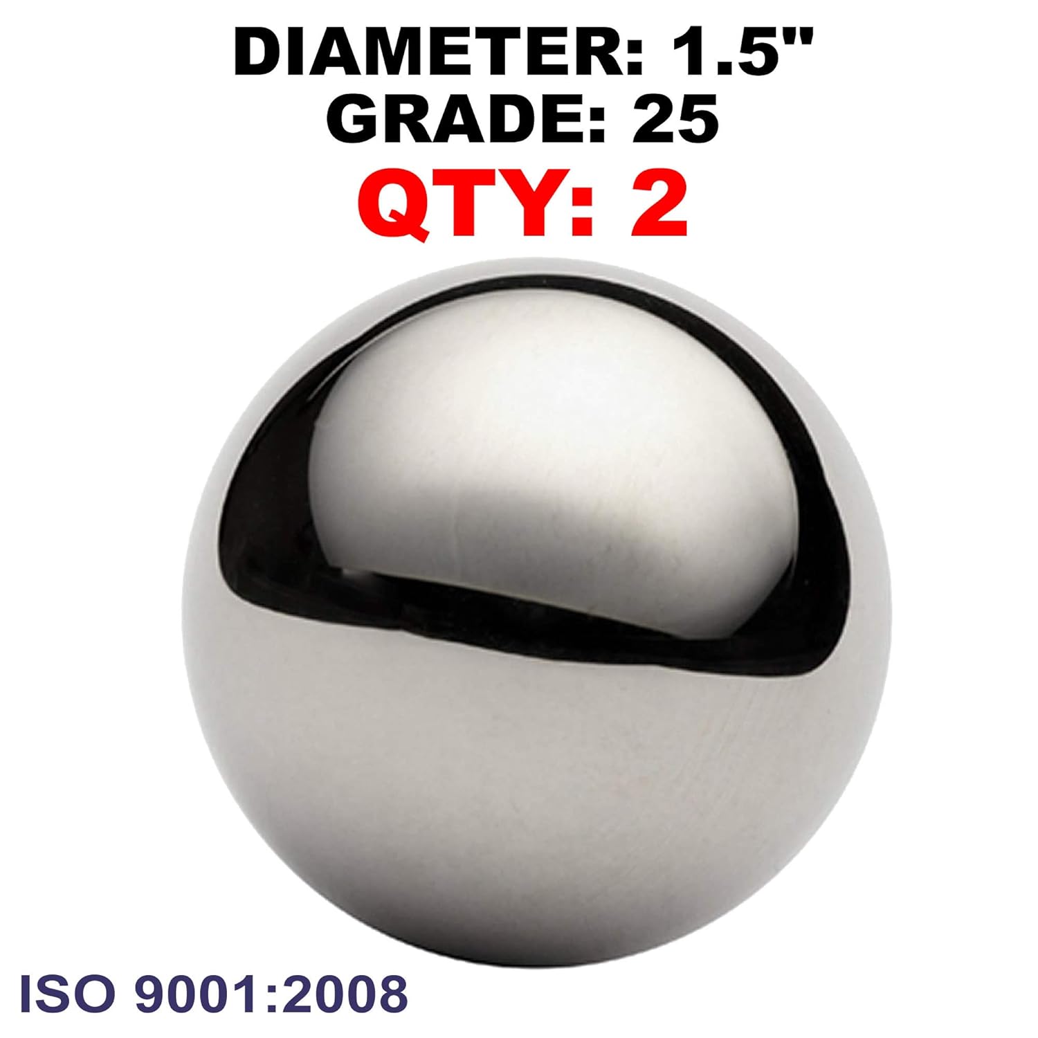 Inch Precision Chrome Steel Bearing Balls G25 PGN 11/2 1.5 2 PCS