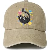 AIMASTZ Black Cat Hat, Embroidered Baseball Cap for Men Women | Adjustable Cotton Baseball Cap, Gifts For Cat Lovers