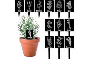 24Pcs Garden Herb Markers Acrylic Plant Label Signs 12 Styles Waterproof Plant Marker Reusable Garden Stake Tags Planted Herb