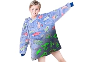 KIVEE Wearable Blanket Hoodie for Kids - Dinosaur Hooded Blanket with Pocket for Toddler 6-10 Year Old, Dinosaur Gifts Toys for Kids Boys Girls Birthday