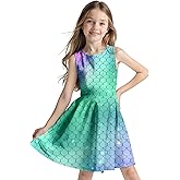 Sleeveless Summer Dress for Girls, Tropical Print Beach Vacation Sundress for Party and Birthday Gift