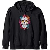 Halloween Sugar Skull Dia De Los Muertos Calavera Zip Hoodie