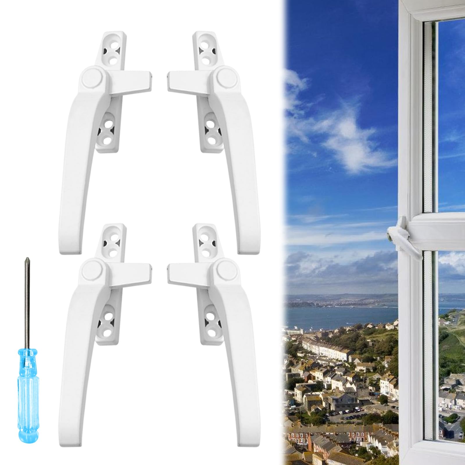 Universal Double Glazing Window Handle Set - 4PCS Right/Left Hand Aluminum Alloy Replacement for Security Door and Switch System