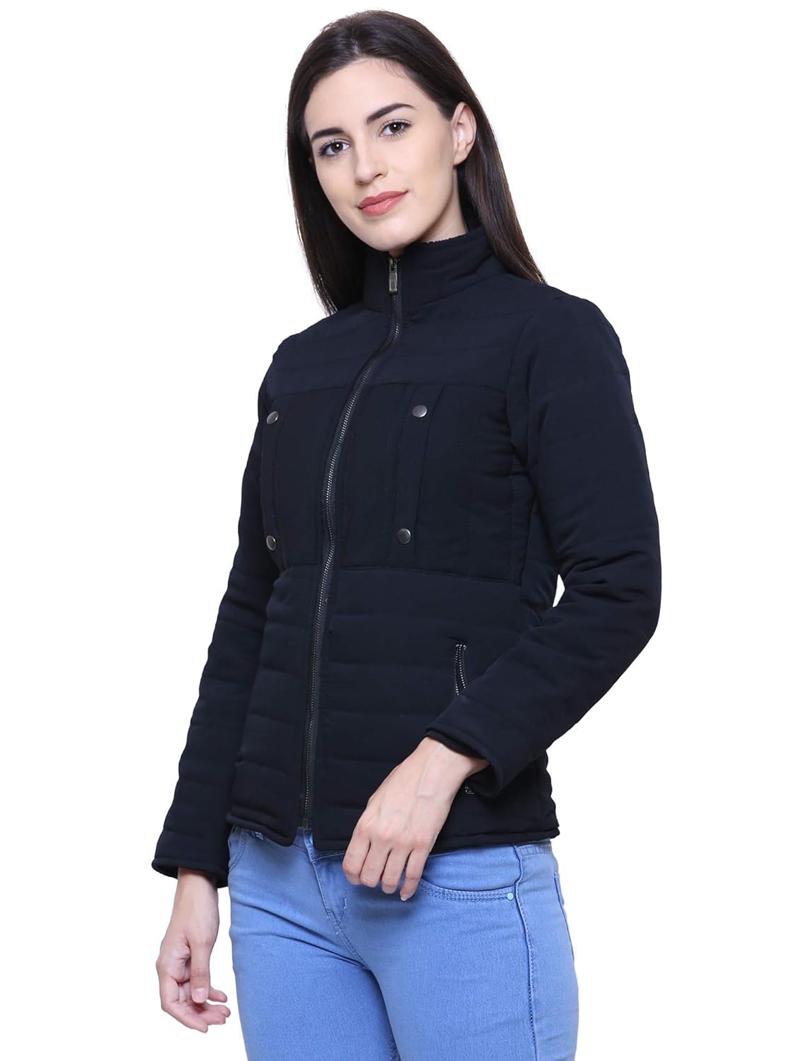 mizago women's long sleeves blended quilted jacket