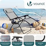 VOUNOT Set of 2 Zero Gravity Sun Loungers with Cup Holder Grey view 6