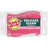 Scotch-Brite Delicate Clean Non-Scratch Scrub Sponge, 3 Pack | Kitchen Sponges for Cleaning Home, Bathroom, Effective + Gentle Dish Scrubber, Safe on Nonstick surfaces