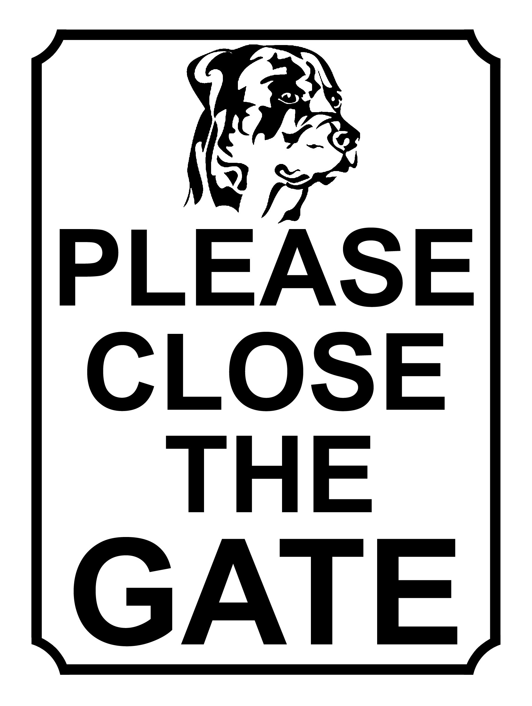 SHAWPRINT PLEASE CLOSE THE GATE DOG THEME METAL SIGN 267MM X 200MM (398H1L) LARGE 10" X 8"