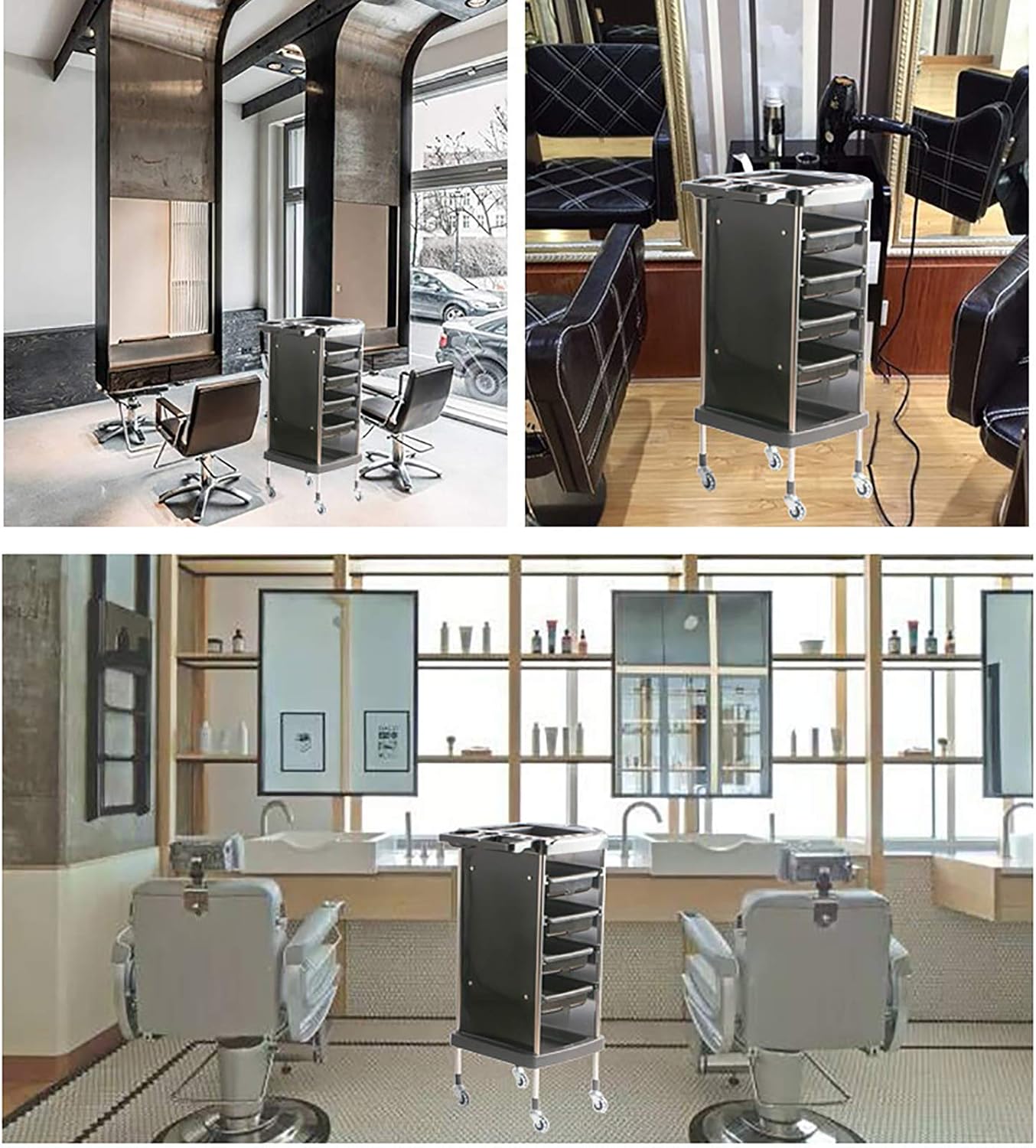 LJJ Rolling Cart with 4 Wide Drawers and Tool Holder Barber Storage Organizer Utility Cart for Spa Hairdresser Shop: Home & Kitchen