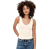 perfectwhitetee Women's Structured Rib V-Neck Tank