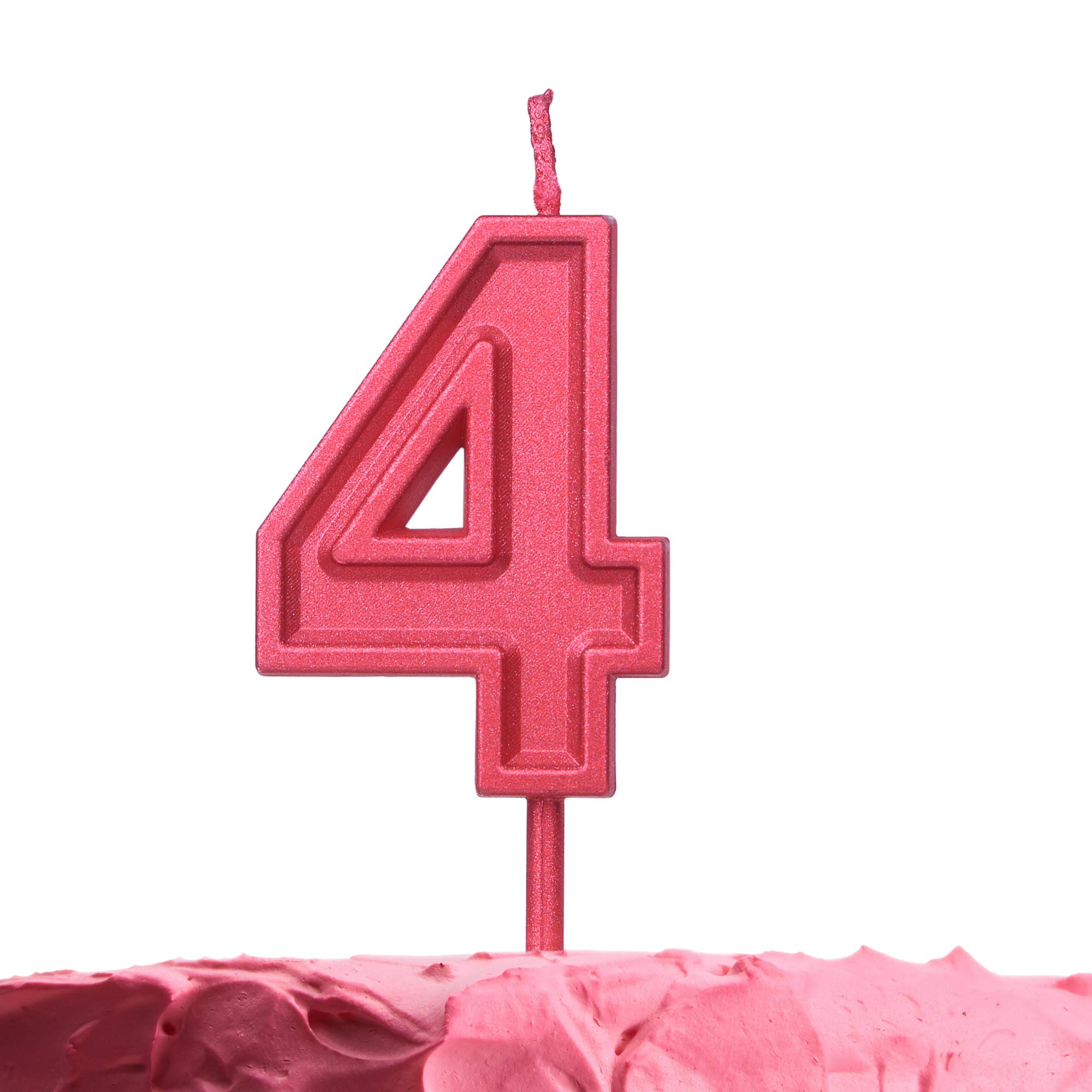 GET FRESH Number 4 Birthday Candle – Red Number Four Candle on Stick – Elegant Red Number Candles for Birthday Anniversary Wedding – Perfect Baby’s 4th Birthday Candle Cake Topper – Red 4 Candle