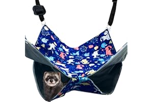 FULUE Ferret Rat Hammock Bed Nation Cage Accessories Kit Set Staff House and Hideouts Cave for Guinea Pig Ferret 13.8inch