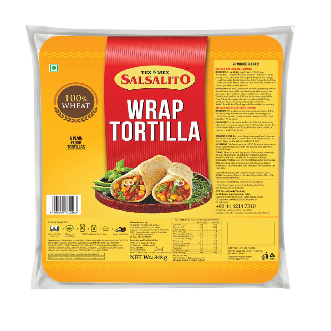 Salsalito Wrap Tortilla Original, 348g (Pack of 5) Amazon.in Grocery