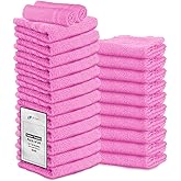 STF Linen Hand Towels (Pack of 24) Pink Economy Towels Salon Towels - 100% Cotton Spa Towel – 16 x 27 Inches Highly Absorbable, Facial, Gym Towel, Hair, Face Towel Bulk